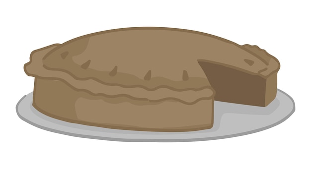 Vector clipart de dibujos animados de pastel en un plato doodle de panadería casera dulce ilustración vectorial aislada en fondo blanco