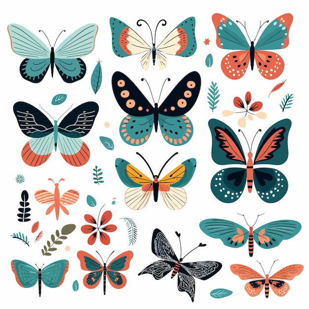 clipart de diferentes mariposas