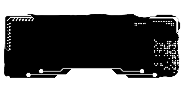 Clipart de diseño rectangular en estilo tecnológico aislado en blanco Placa tecnológica corta con espacio de copia Clipart