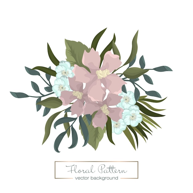 Vector clipart con flores rosas