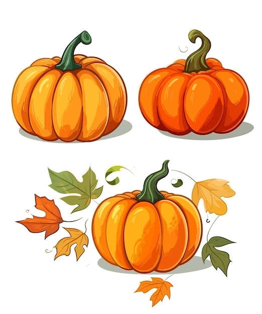 Clipart de hojas de otoño y calabazas Ilustración de hojas de otoño y calabazas