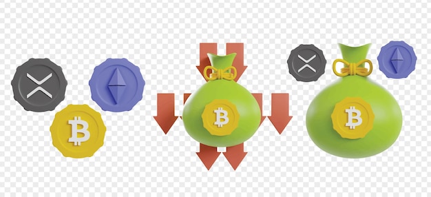 Clipart de los íconos 3d de las criptomonedas