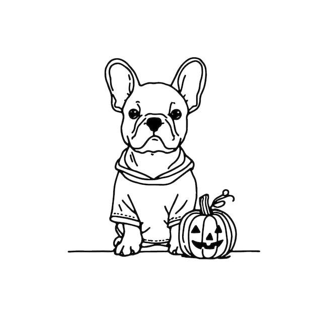 Vector clipart - lindo, bulldog francés, llevando, disfraz, para, halloween
