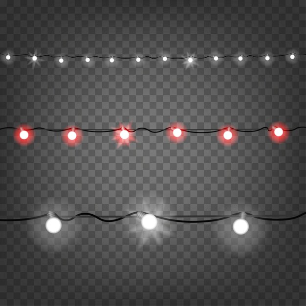 Clipart de luces de Navidad brillante aislado en transparente