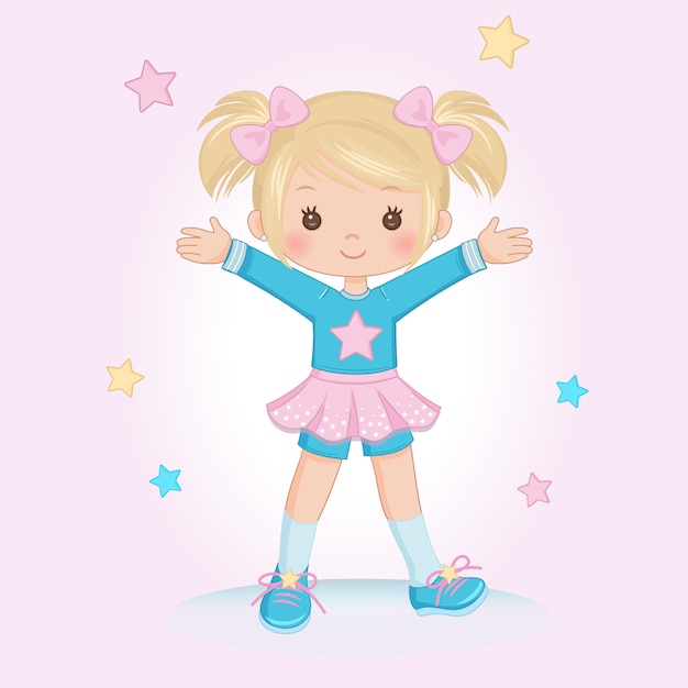 Vector clipart de niña feliz