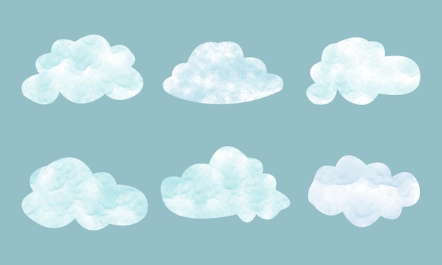 Vector clipart de nubes pintado a mano con acuarela