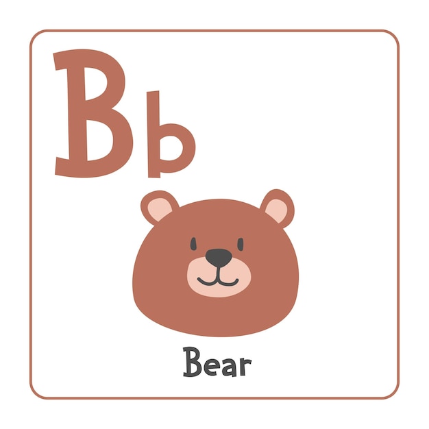Clipart de oso Ilustración vectorial de oso estilo plano de dibujos animados Los animales comienzan con la letra B