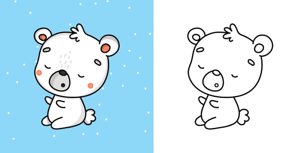 Clipart Oso Polar Multicolor y Blanco y Negro. Lindo oso de imágenes prediseñadas.