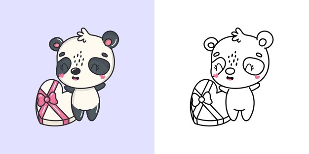 Clipart de panda y arte en blanco y negro Ilustración de oso hermoso