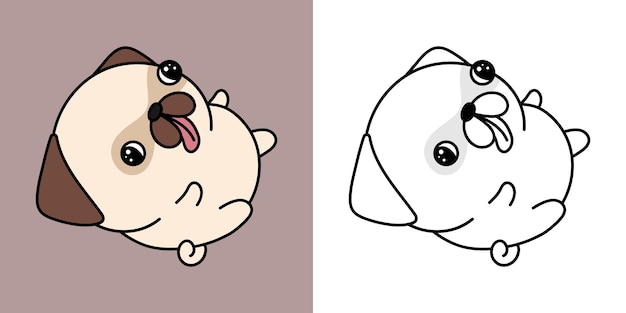 Clipart perro pug kawaii multicolor y blanco y negro. lindo pug kawaii. | Vector Premium Clipart perro pug kawaii multicolor y blanco y negro. lindo pug kawaii. | Vector Premium