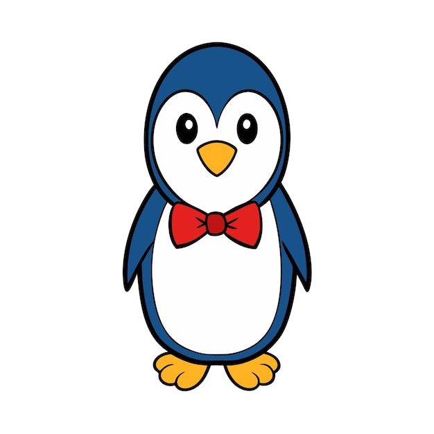 Clipart de pingüino de dibujos animados con diseño vectorial de la corbata de la pajarita