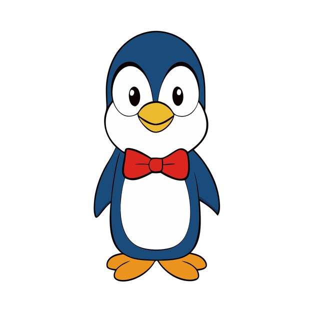 Clipart de pingüino de dibujos animados con diseño vectorial de la corbata de la pajarita