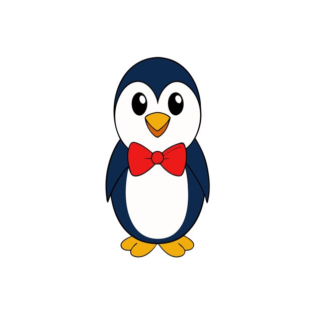 Clipart de pingüino de dibujos animados con diseño vectorial de la corbata de la pajarita