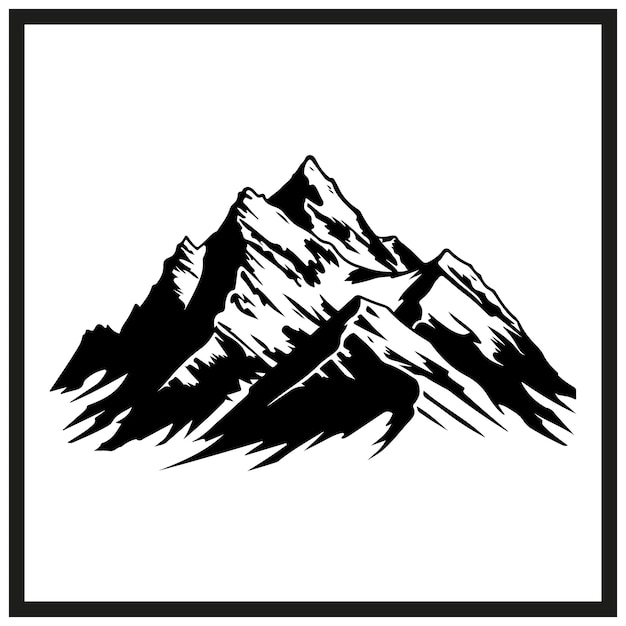 Clipart de silueta monocromática de la cordillera de las montañas