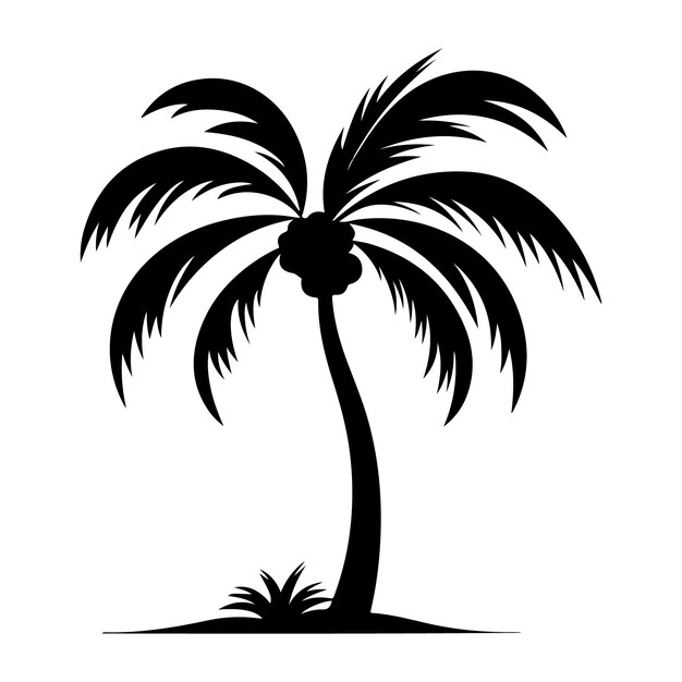 Clipart de silueta de una palmera sobre un fondo blanco