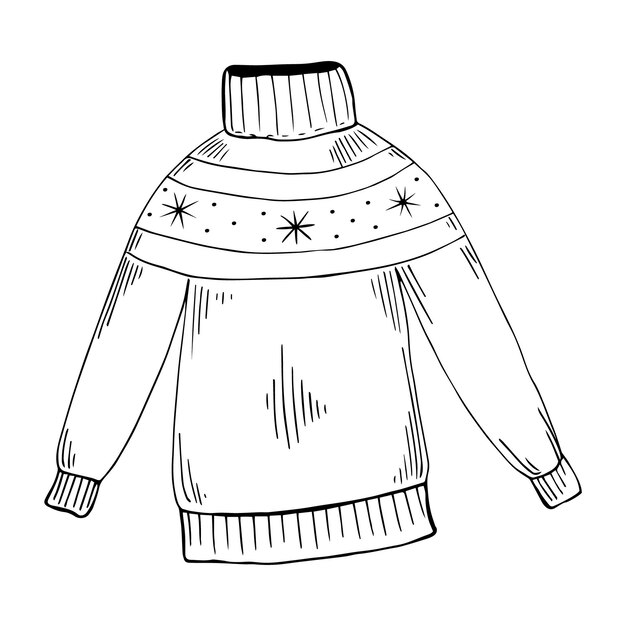 Clipart de vector de suéter caliente. Dibujado a mano lindo doodle suéter de punto, ilustración de Navidad.