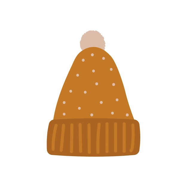 Clipart vectorial aislado de sombrero de punto Ilustración de diseño plano dibujado a mano