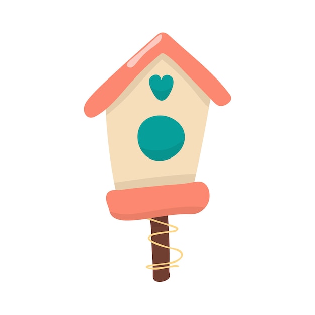 Clipart vectorial casa de pájaros en estilo de dibujo a mano en fondo blanco Clipart aislado de stock en blanco