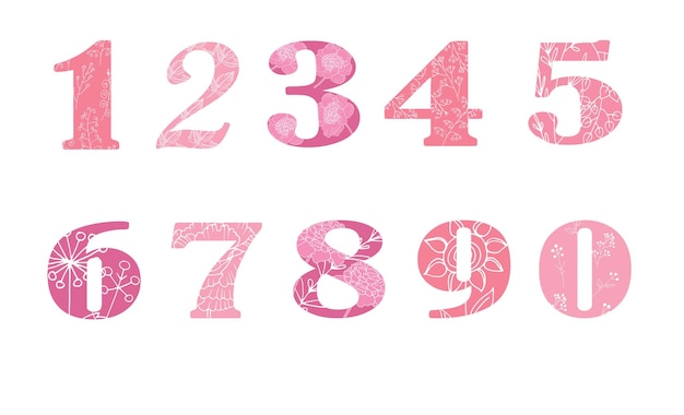 clipart vectorial un conjunto de números en estilo boho