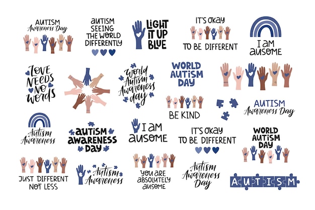 Clipart vectorial del día de la conciencia del autismo