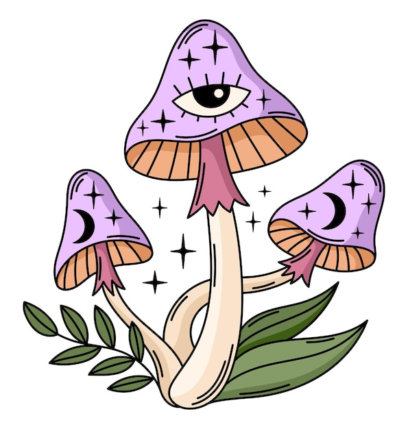 Clipart vectorial de setas mágicas. Ilustración mística de setas celestiales boho