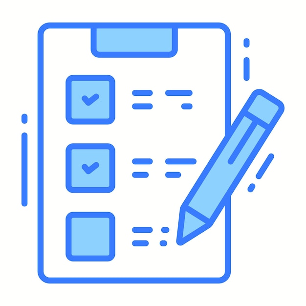 Clipboard con diseño vectorial de lápiz de examinar en estilo editable