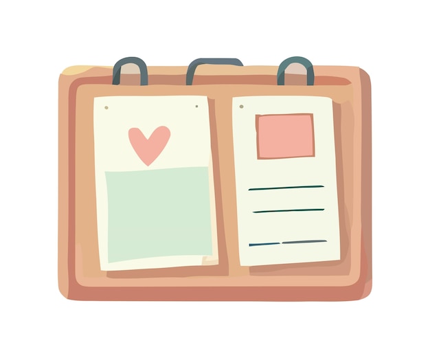 Vector clipboard con dos papeles icono vectorial de dibujos animados