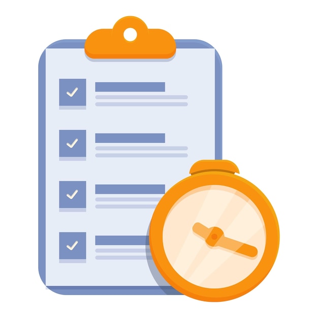 Clipboard con lista de comprobación y reloj para administrar el tiempo para las tareas empresariales