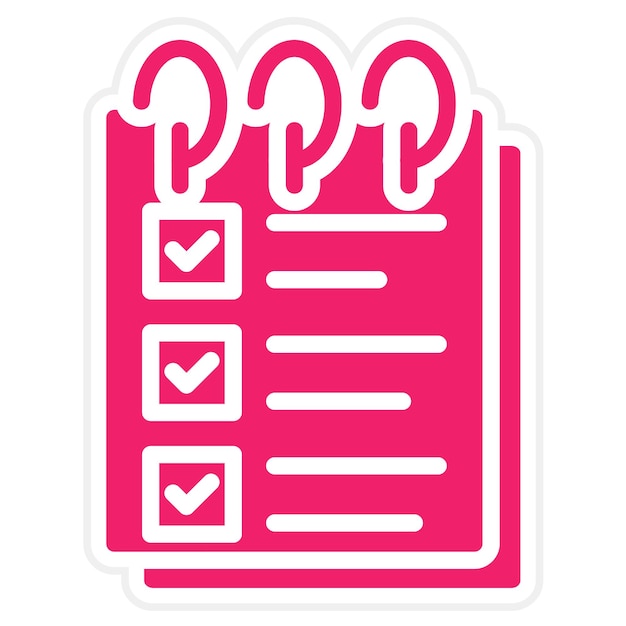 un clipboard rosa y blanco con una lista de comprobación en él