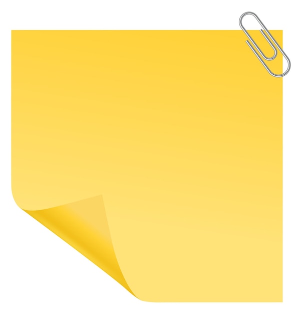 Clips de papel en pegatina amarilla Maqueta de nota de papel realista