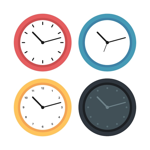 Clocks Flat Style Set of Four