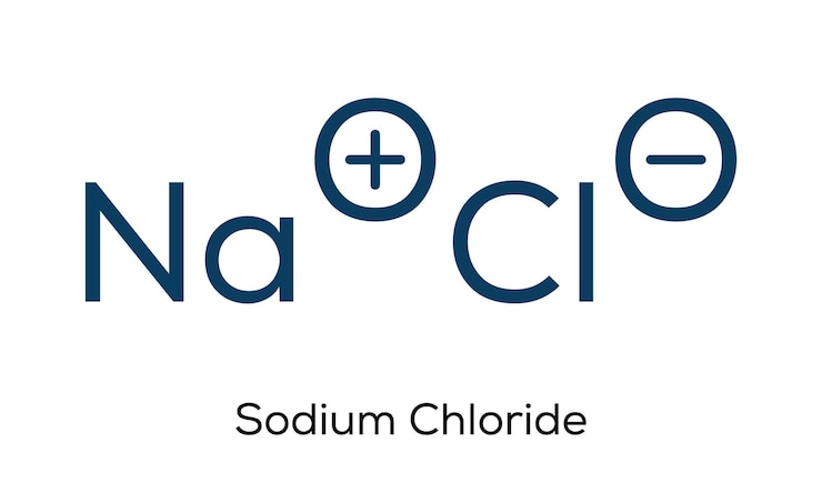 Vector cloruro de sodio sal de mesa sal de roca halita estructura química ilustración vectorial