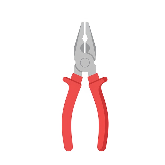 Closeup of a redhandled pliers tool isolated on white
