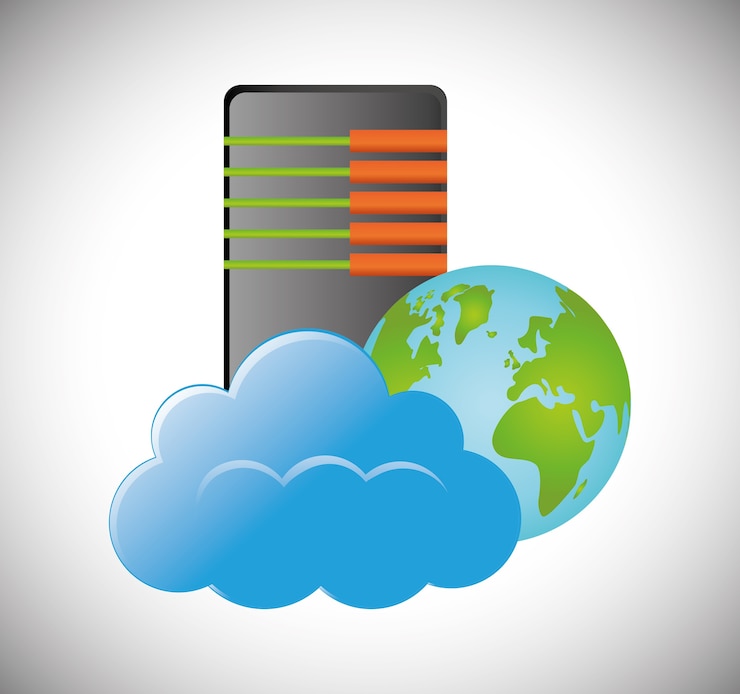 Vector cloud computing diseño de alojamiento web
