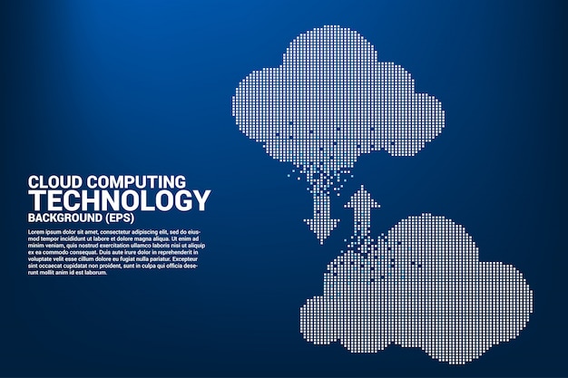 Cloud computing red tecnología pixel gráfico estilo.