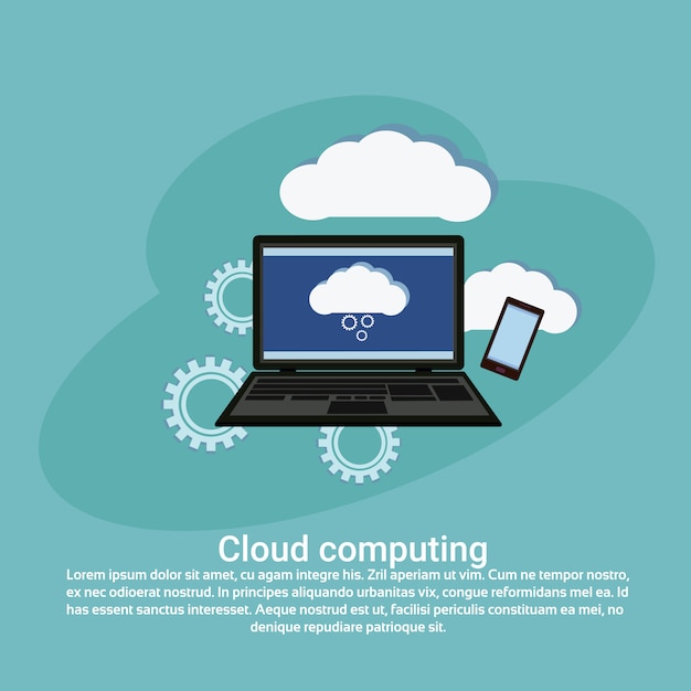 Vector cloud computing services data storage web banner con espacio de copia