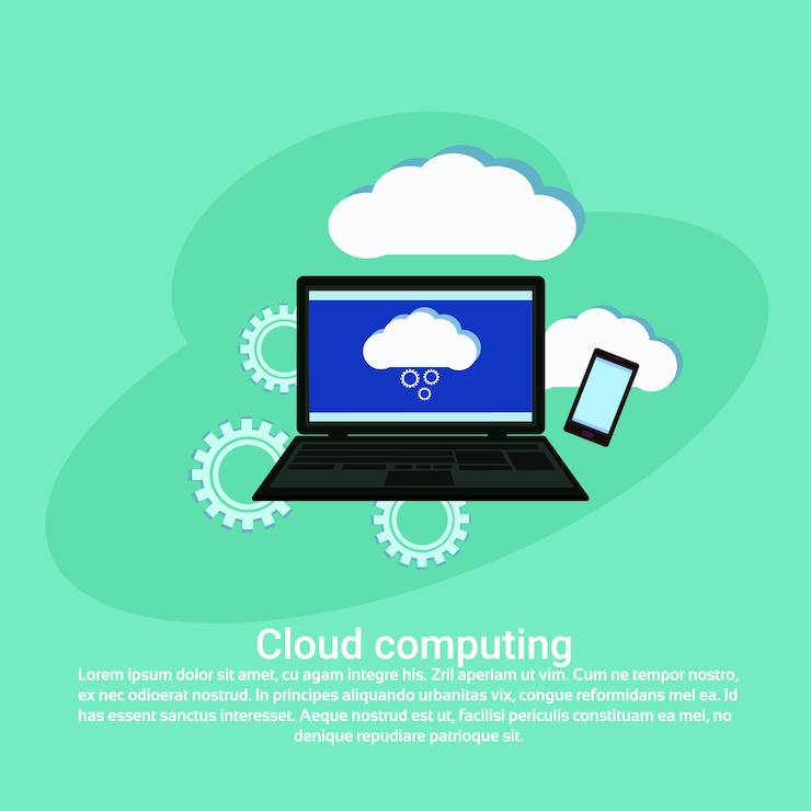 Vector cloud computing services data storage web banner con espacio de copia