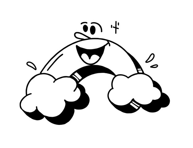 Cloud es un personaje de dibujos animados retro de los años 30 Vector de sonrisa cómica vintage