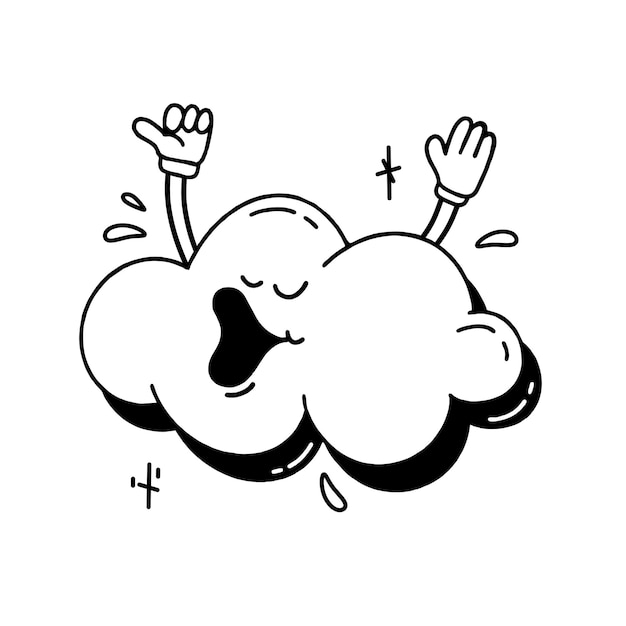Cloud es un personaje de dibujos animados retro de los años 30 Vector de sonrisa cómica vintage