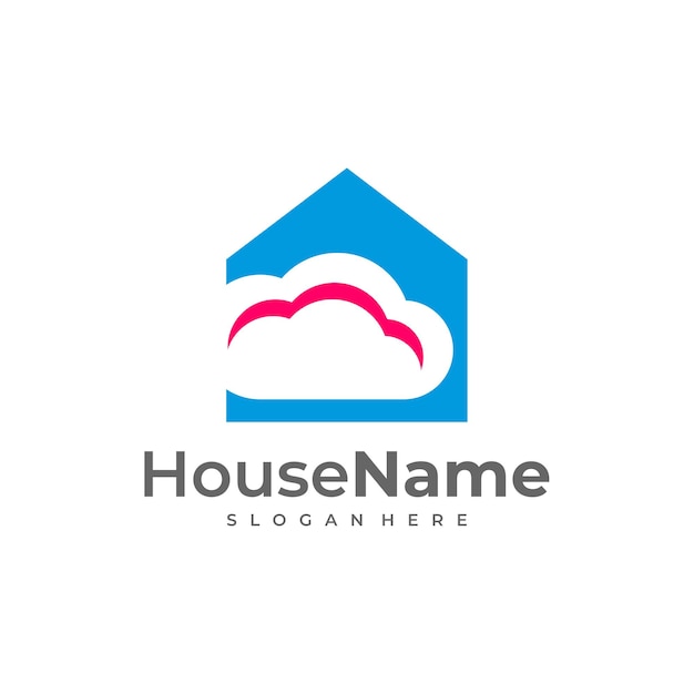 Cloud House logo diseños concepto vector Inicio con plantilla de logotipo de nube