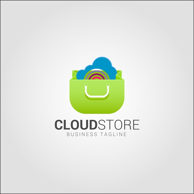 Cloud store - plantilla de logotipo de tienda en línea