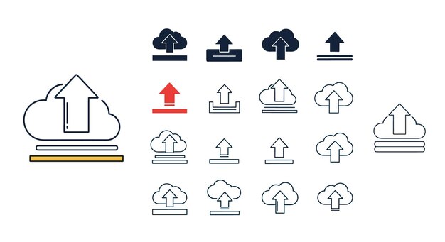 Cloud Upload Icons Data Transfer File Uploading and Cloud Computing Concepts
