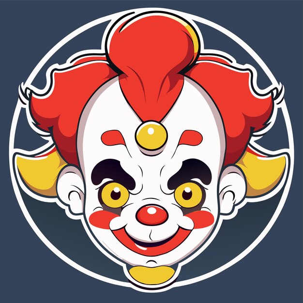 Vector clown colorido dibujado a mano plano elegante pegatina de dibujos animados icono concepto ilustración aislada