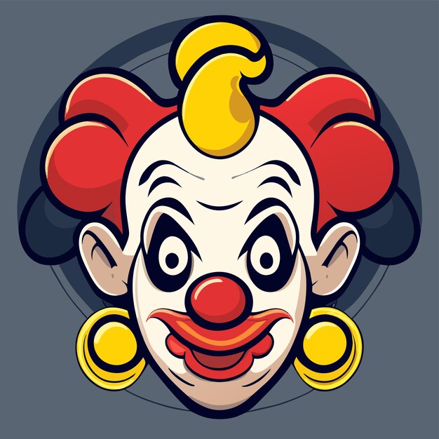 Vector clown colorido dibujado a mano plano elegante pegatina de dibujos animados icono concepto ilustración aislada