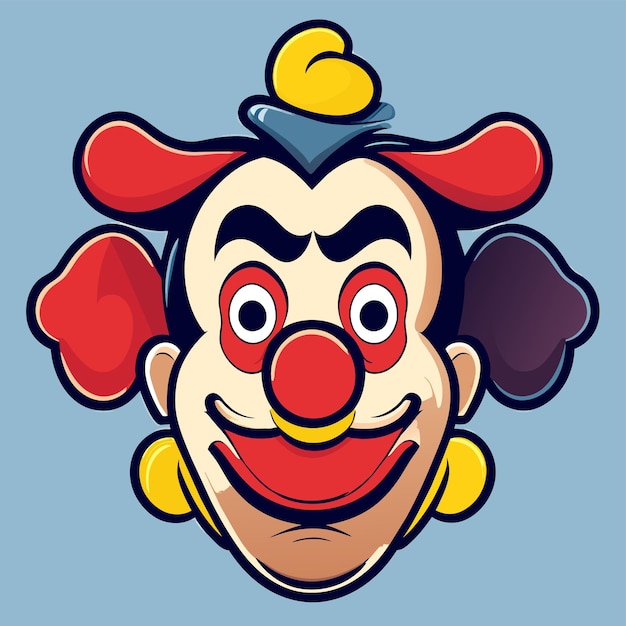 Vector clown jocker colorido dibujado a mano plano con estilo adhesivo de dibujos animados concepto de icono ilustración aislada