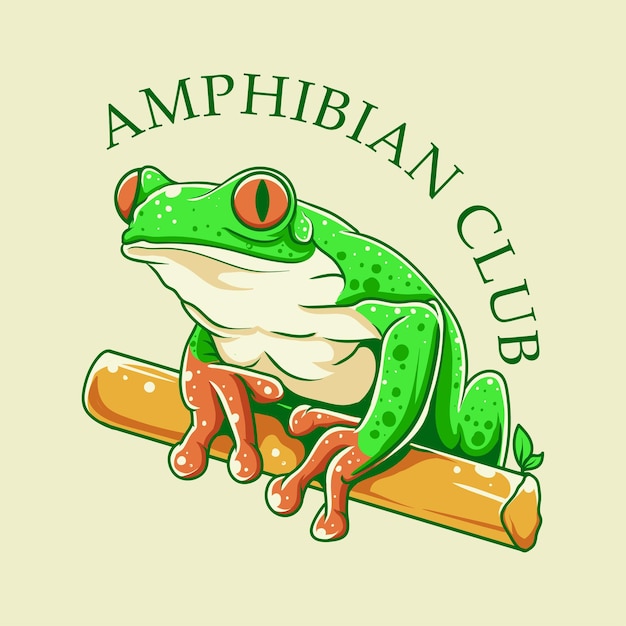club de anfibios con ilustración de rana