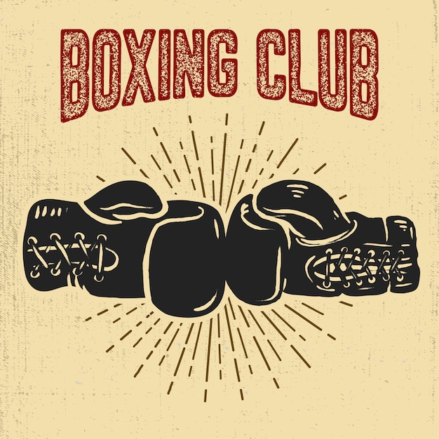 Vector club de boxeo. guantes de boxeo sobre fondo blanco. elemento para cartel, etiqueta, emblema, signo. ilustración