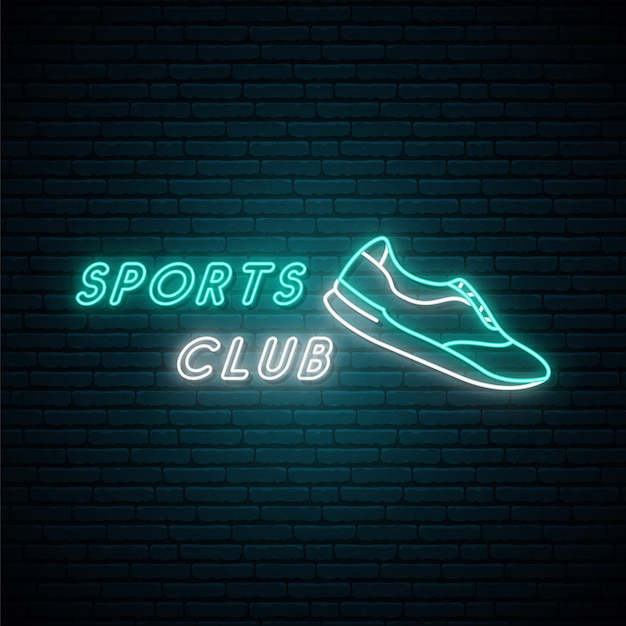 Club deportivo letrero de luz de neón.