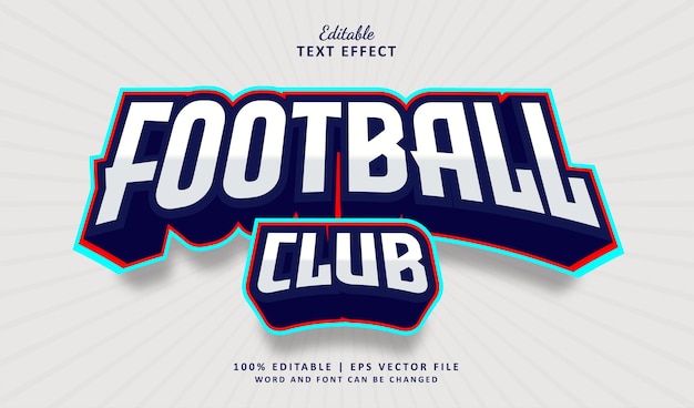Club de fútbol efecto de texto editable syle 3d