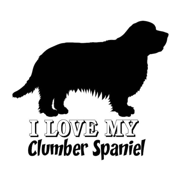 Clumber Spaniel Me encanta mi perro silueta de perro razas de perro logotipo vector de monograma de perro